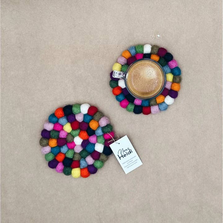 New Heidi - Wholesale Coasters - Set of 2 "ball" felt coasters - New Heidi1