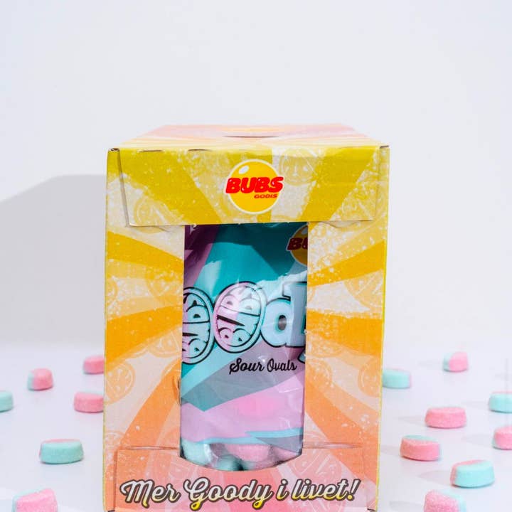 Sweet As Fudge Candy Shoppe - Wholesale Gummy - Bubs Swedish Sour Rasberry/Blueberry Micro Oval 12 Pack Case