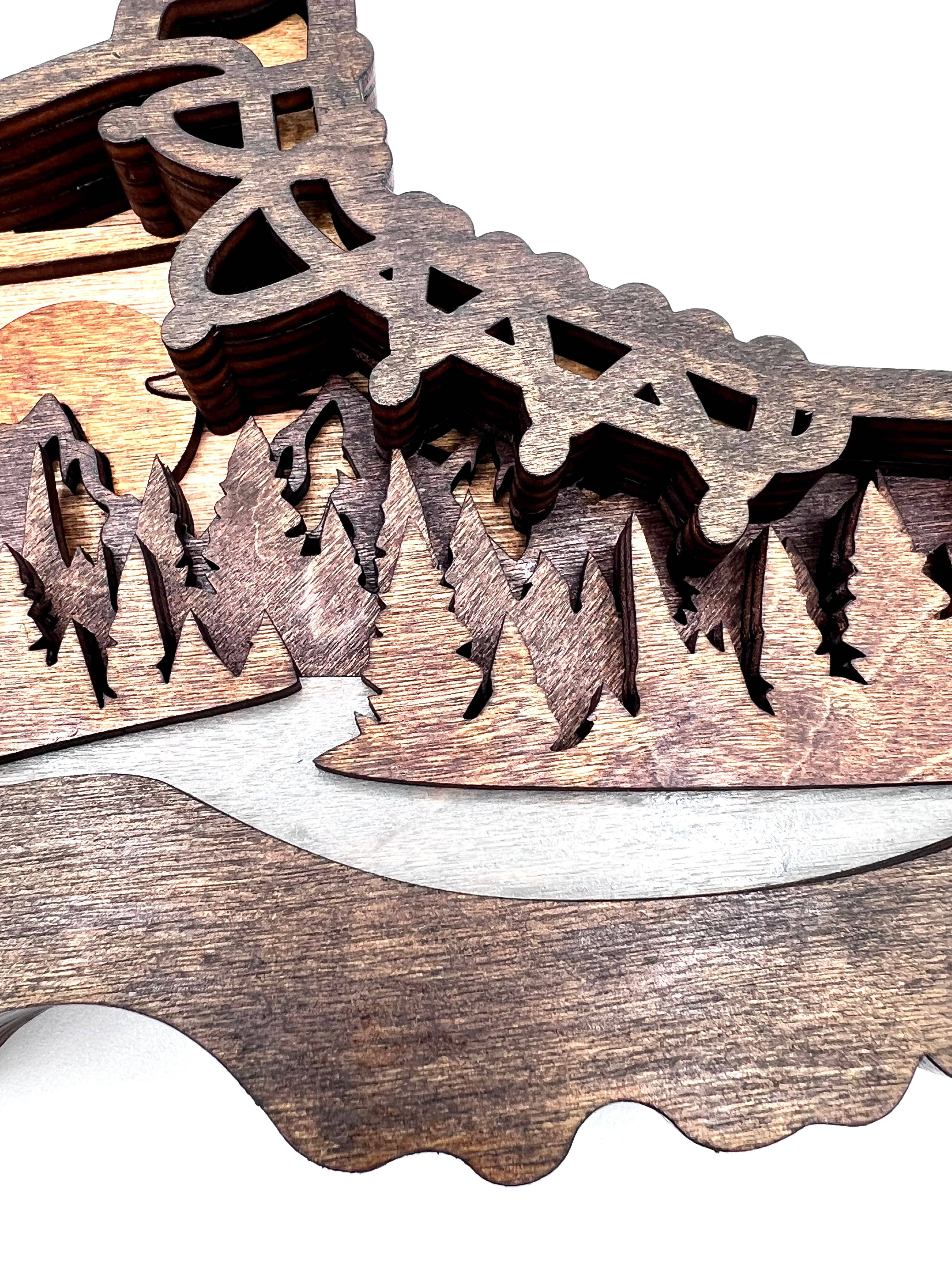 Lexo Creations - Wholesale Decorative Tabletop Object - Hiking Boot Multi-layered Wood7