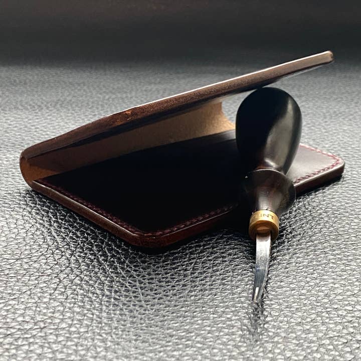 Hulme Cardholder Brown Horween Small Leather Bifold Wallet for wholesale by Leather Compositions