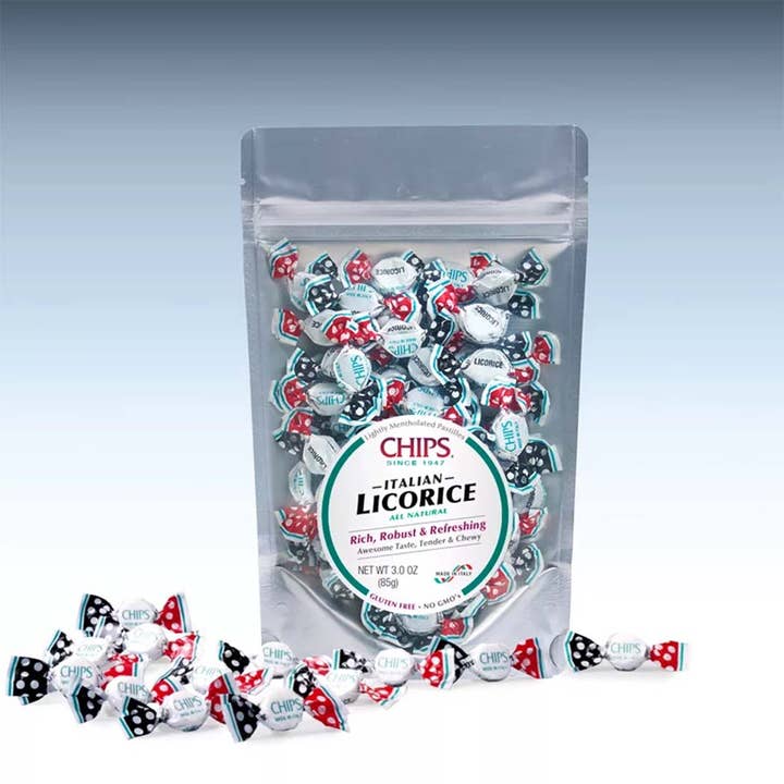 CHIPURNOI Confectionery - Wholesale Gummy - CHIPS Licorice, 3 oz. - Classic Italian Throat Pastilles