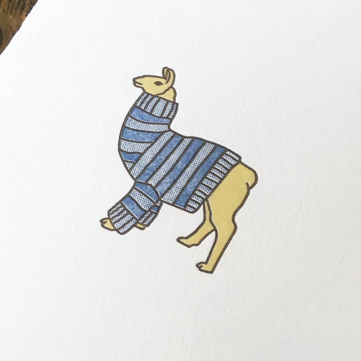 Green Bird Press - Wholesale Everyday Greeting Card - Llama Sweater Letterpress Card2