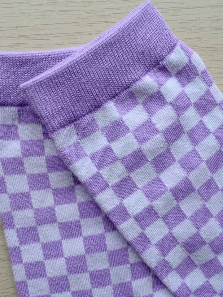 Lunamise - Wholesale Socks - Women's - Purple Checkered2