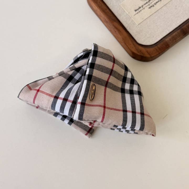 Plaid Bow Banana HairClip Retro Ponytail Barrette_CWAHA07794 for wholesale by ACCITY
