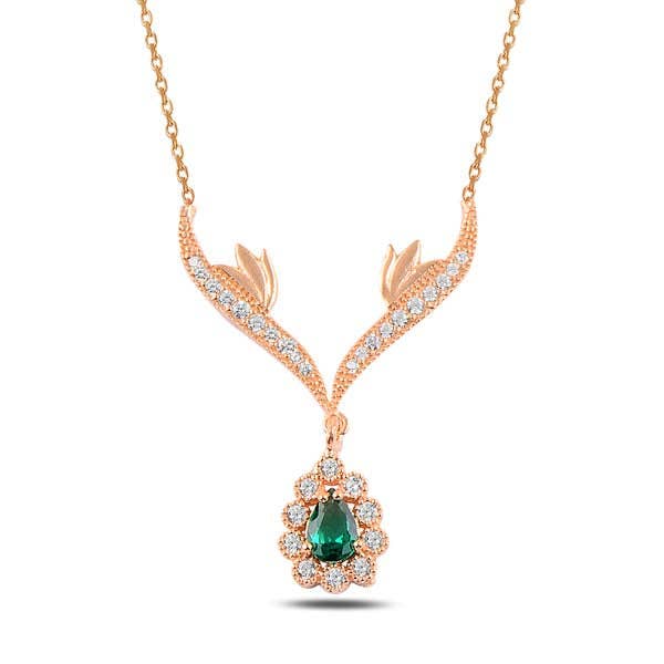 Rose bevingede smaragd halskæde for engroshandel hos Valubia