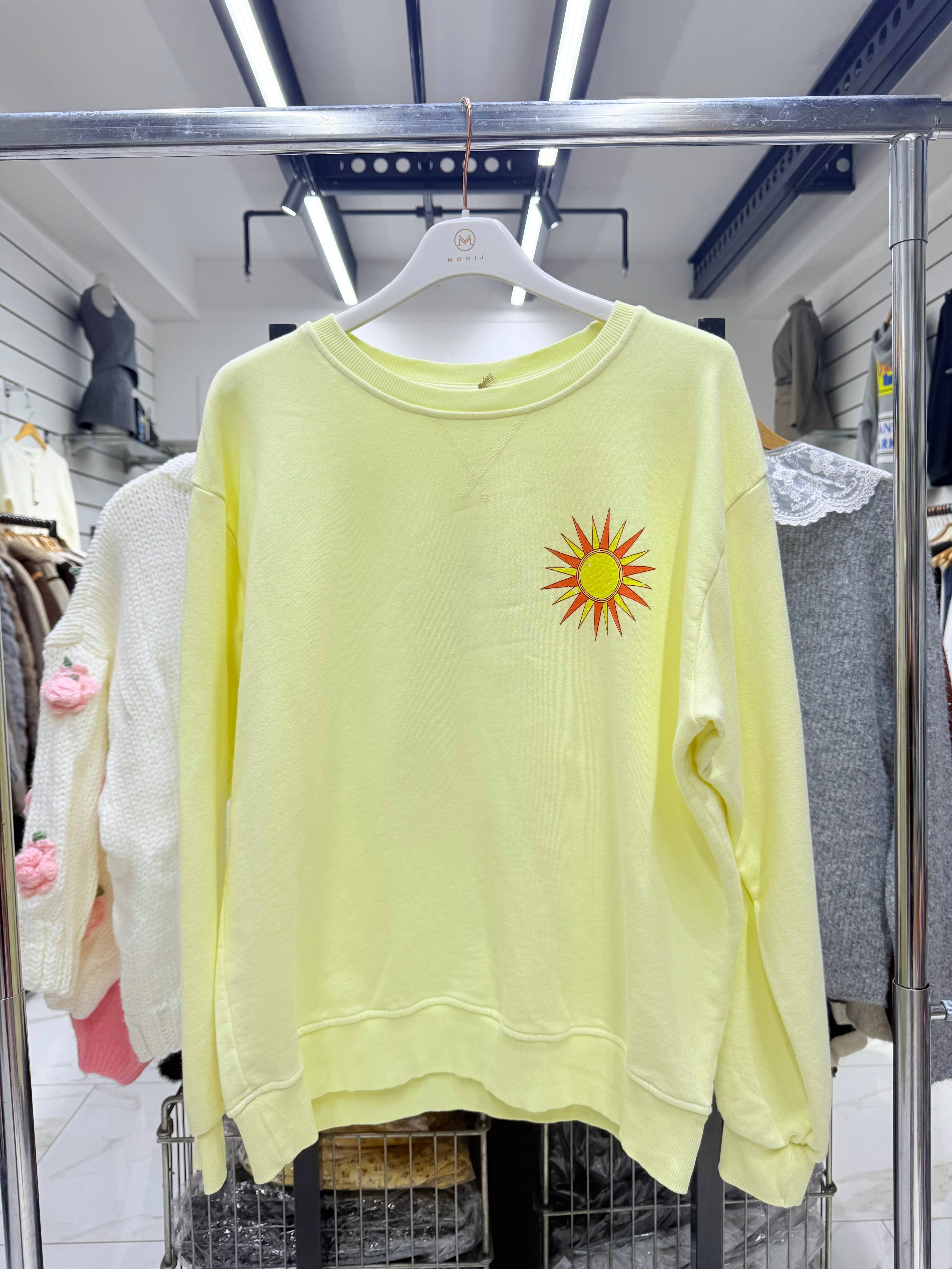 Chilli Girl Collection - Wholesale Sweatshirt - Women's - Round neck faded wash sweatshirt with Sunshine print 2