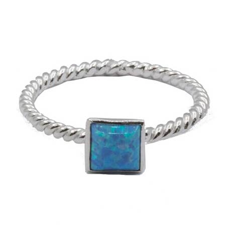 Anel de corda opala com bisel quadrado por atacado de Aurora Jewels