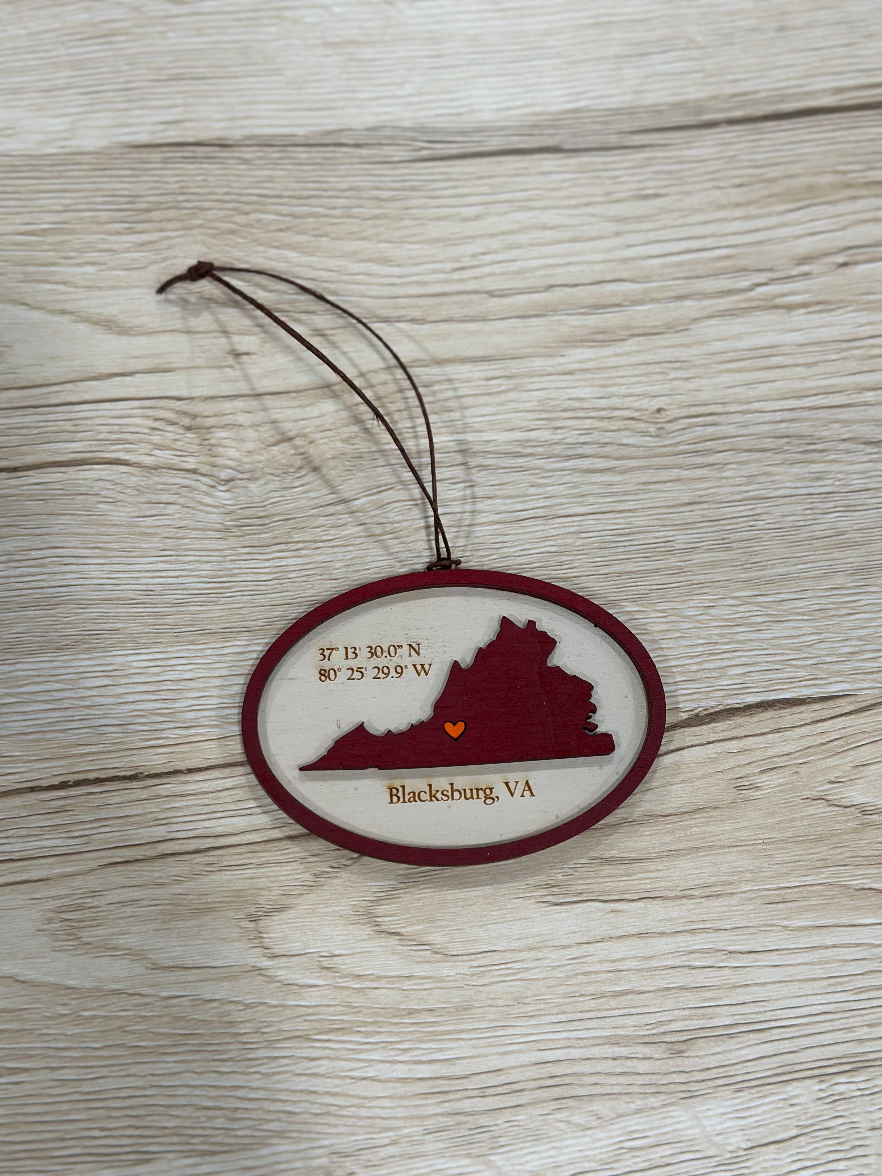 Gifts By Grace - Wholesale Ornament - College personalized gift - Virginia Tech Ornament1