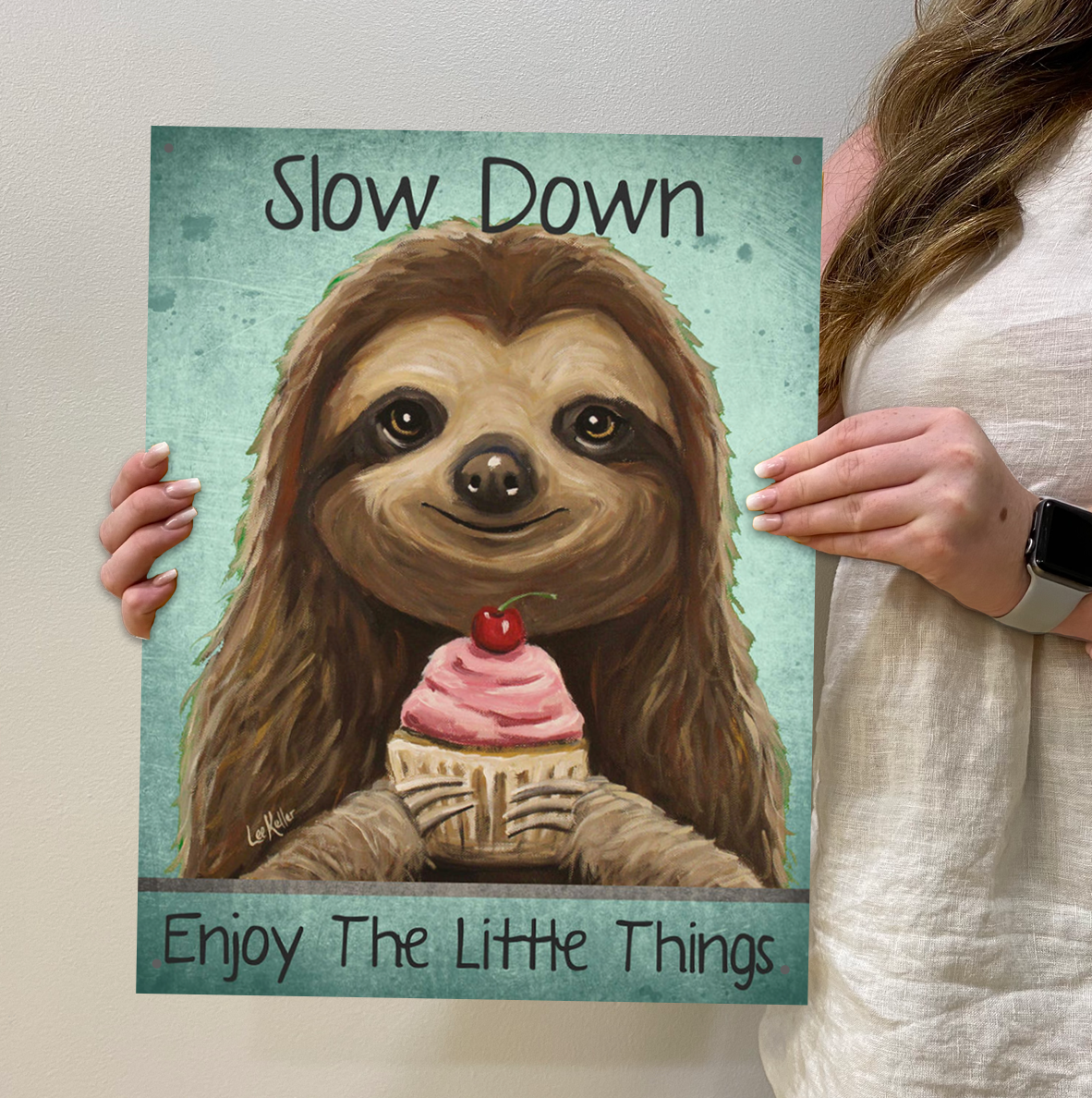 Hippie Hound Studios - Wholesale Sign - Metal Sign, Sloth Tin Sign, Enjoy the Little Things Sign1