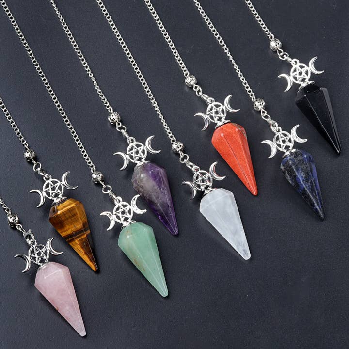 Pendule à cône hexagonal pour la méditation et la guérison en cristal naturel pour la vente par Gemcohub