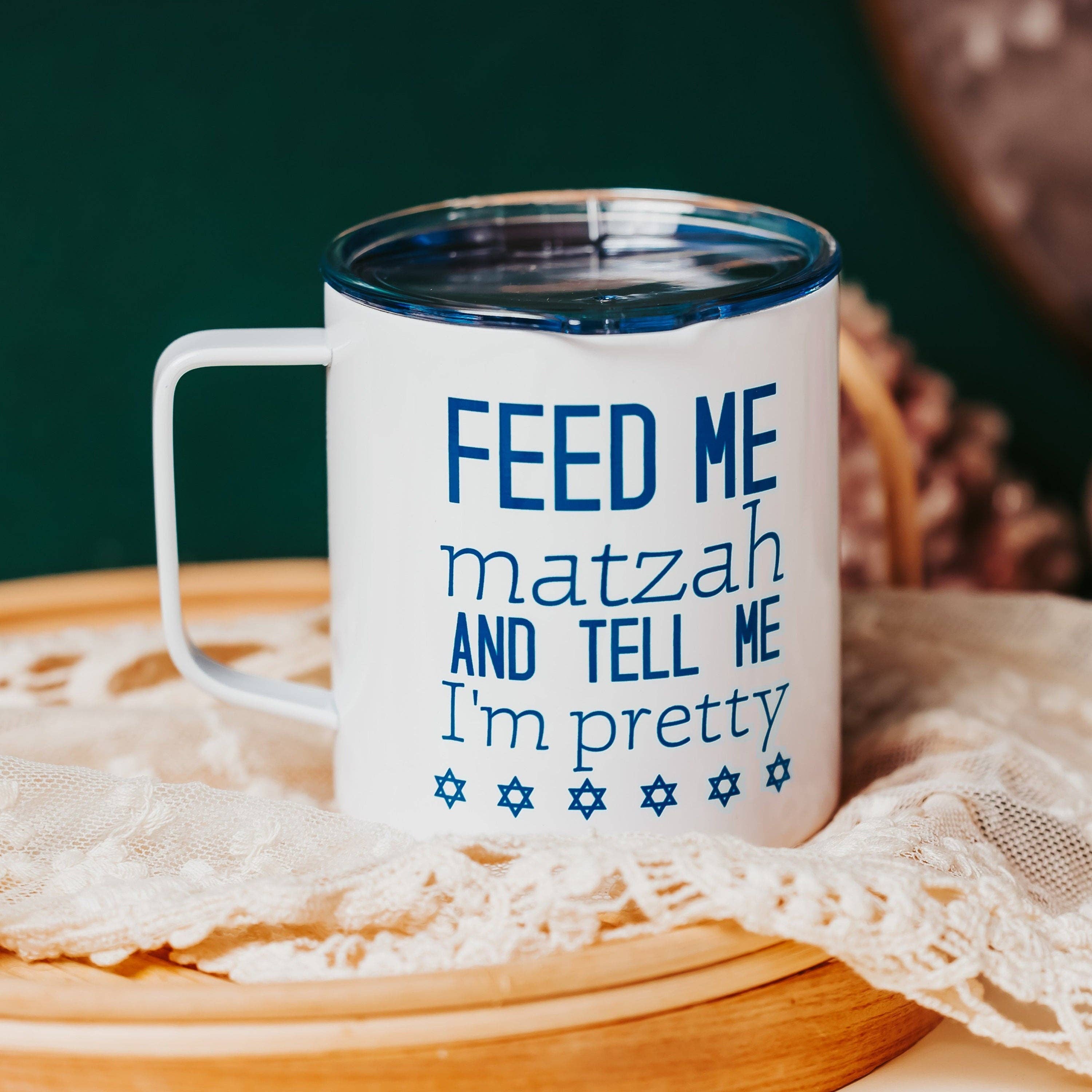 Salt Sparkle Shalom - Wholesale Insulated Mug/Tumbler - Feed Me Matzah Passover Insulated Mug with Lid0