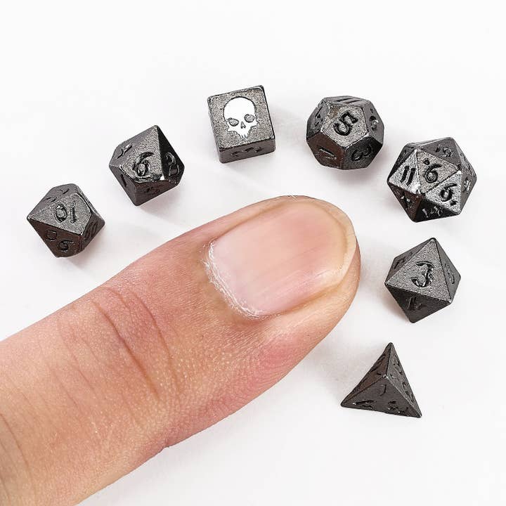 Hymgho Premium Dice - Wholesale Dice - Unseelie Mini Metal RPG Dice Set - Gunmetal