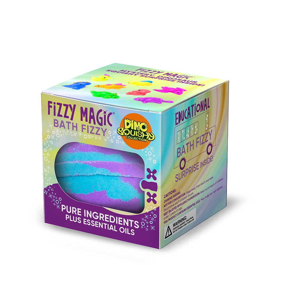 Purposeful Bliss - Fizzy Magic - Wholesale Bath Bomb/Fizz - Bath Bombs, Tie Dye Mystery Dinosaur Squishy Inside, Display2