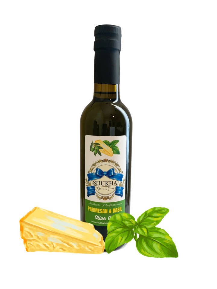 Parmesan & Basil Extra Virgin Olive Oil - 375 ml for wholesale by Shukha Foods