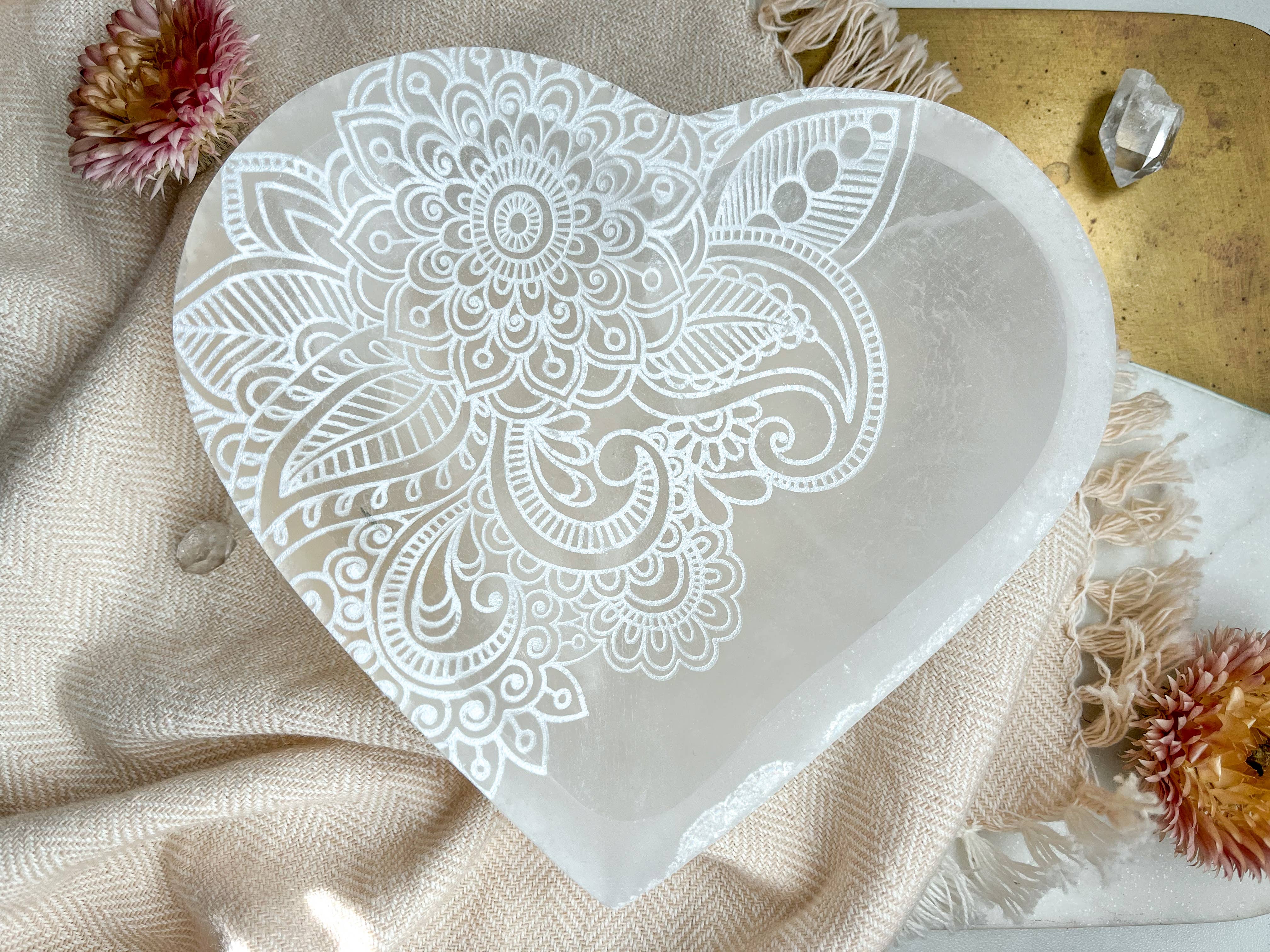 Fractalista Designs - Wholesale Decorative Plate/Dish/Bowl - Henna Heart Selenite Crystal Dish Bowl Mother's Day Gifts5