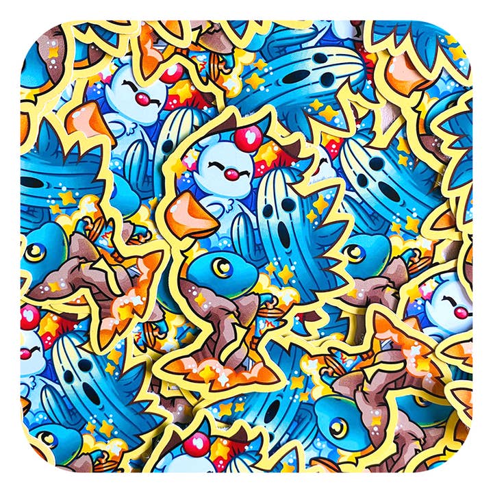 Adesivo lucido impermeabile Chocobo Magical Silhouettes per la vendita all'ingrosso da parte di Gilles Bone Illustrations