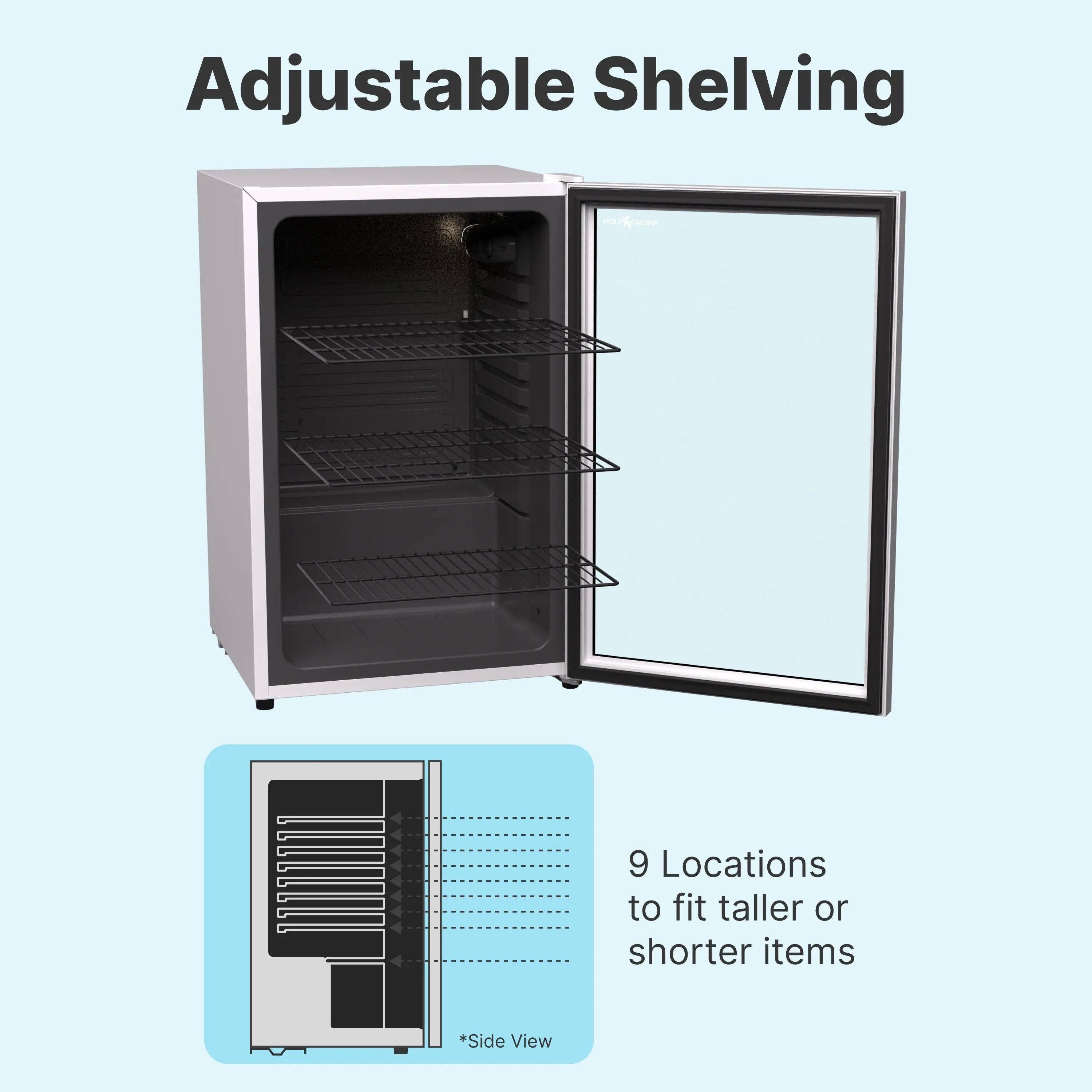 Promounts – wholesale Portable/mini fridge – SnowLion Premium 131L Beverage Refrigerator 4.6 Cu.ft. Freestanding Mini Fridge With Glass Door in White3