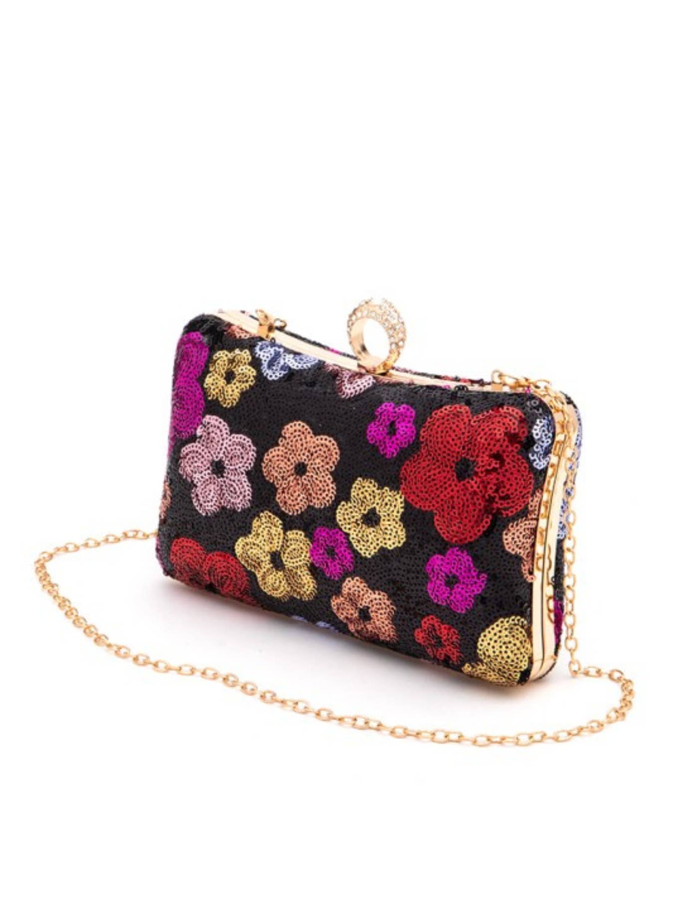 REBDOLLS - Wholesale Clutch Bag - Women's - Sequins Flower Statement Box Clutch Bag