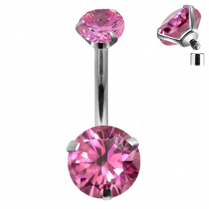 Bodytrend - Wholesale Belly Ring - BELLYBAR PRONG SET INTERNALLY THREADED 14G(1.6mm) - 316L5