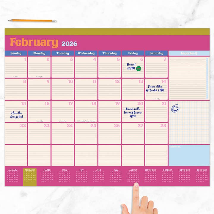 TF Publishing - Paper Goods - Wholesale Calendar - 2026 Sherbet Large Desk Pad Monthly Blotter Calendar