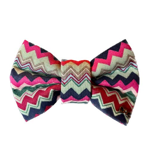FUNKY DOG - Wholesale Pet Bow Tie - Dog - Pink Zigzag Dog Bow Tie | Stylish & Funky Accessory