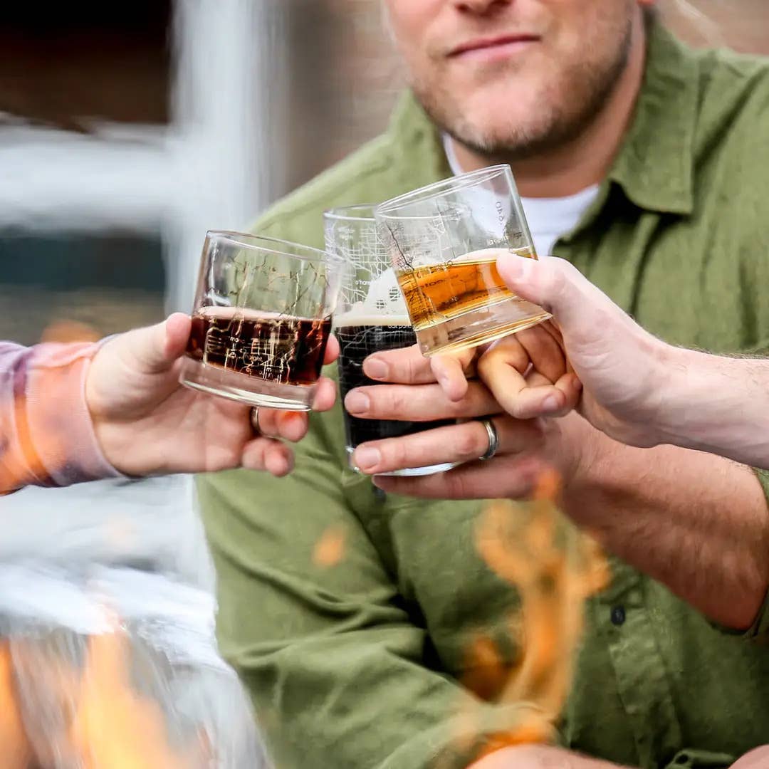 Well Told - Wholesale Drinking Glass/Cup - Santa Fe, NM City Map - Etched Whiskey Rocks Glass5