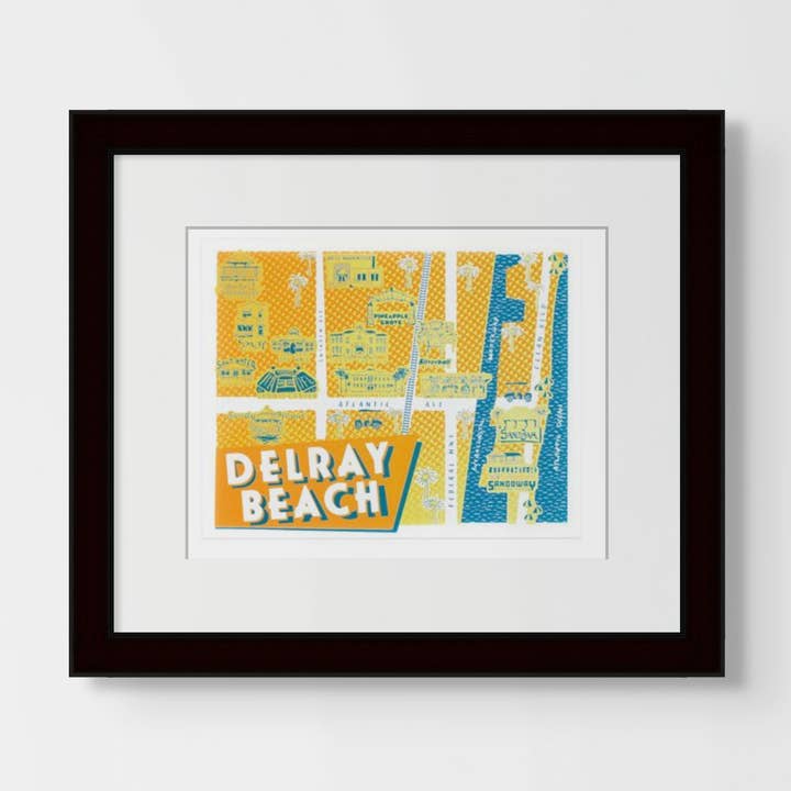 Delray Beach Florida City Map - Wall Art Print - 11x14 for wholesale by 22nd of Never