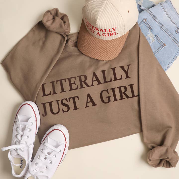 Fashion City - Wholesale Sweatshirt - Unisex - LITERALLY JUST A GIRL MIDWEIGHT Crewneck Sweatshirt