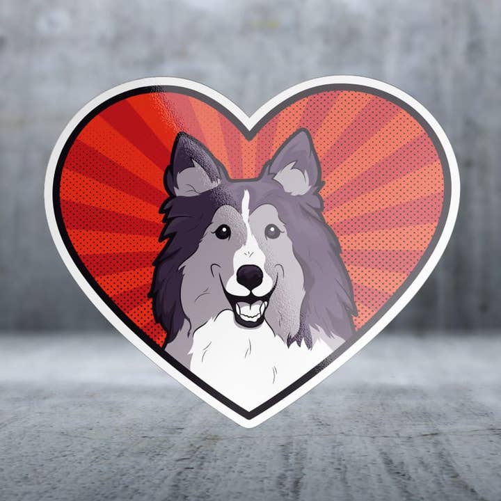 Autocollant - Cœur de Sheltie pour la vente par Two Feet Treats