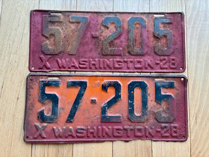 1928 Washington State nummerpladepar - Disse har brug for arbejde for engroshandel hos RusticPlates