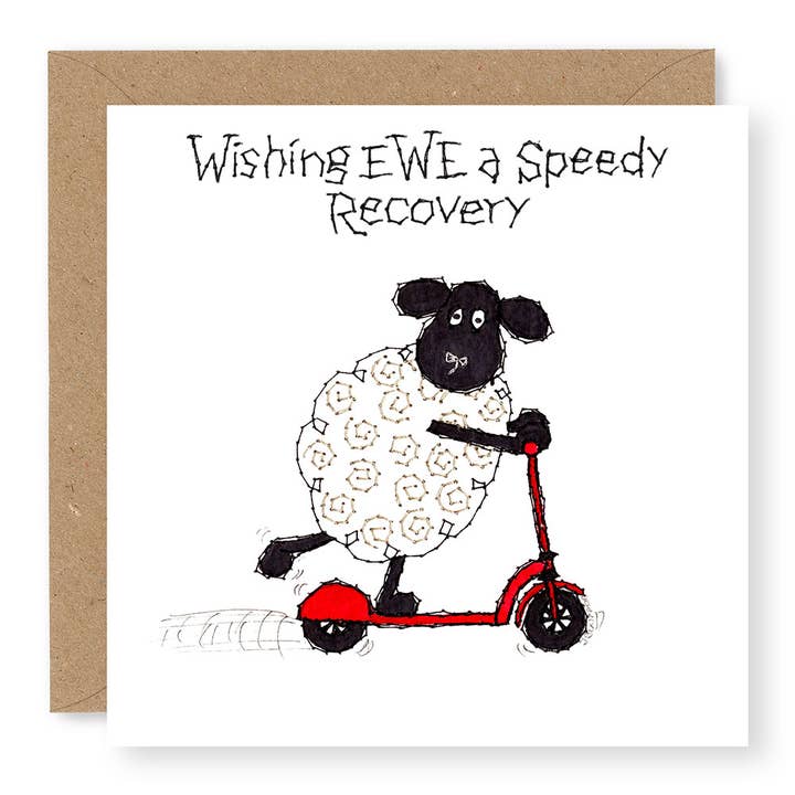 EWE Scooter Speedy Recovery for wholesale by Jane Buurman Handmade (Greetings Cards)