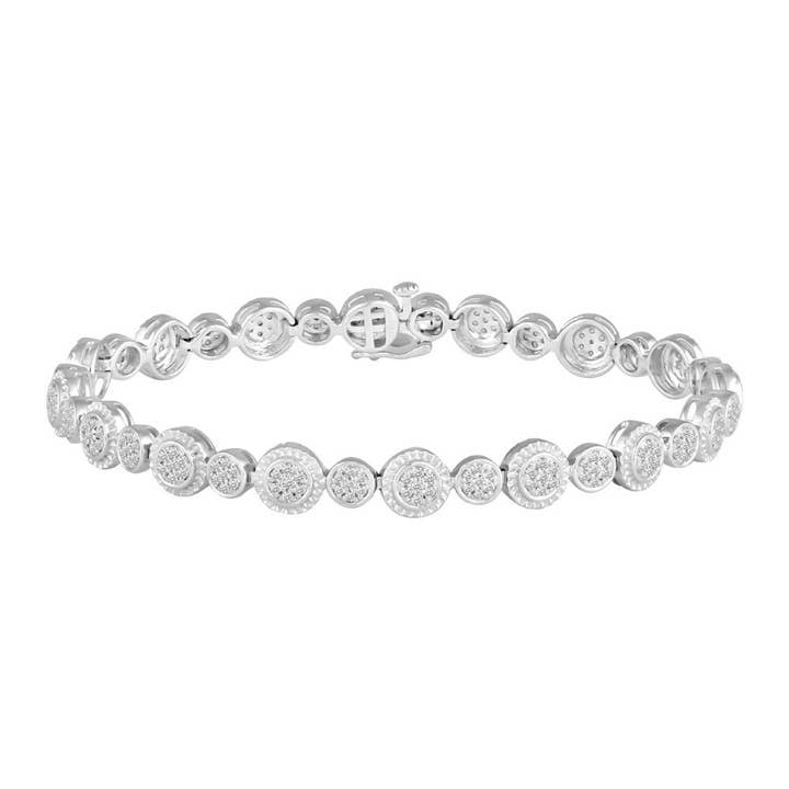 1 1/4 Carat tw Natural Diamond Round Cluster Tennis Bracelet for wholesale by Fifth and Fine