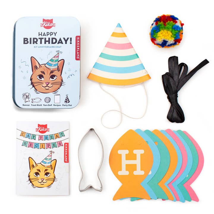 Kikkerland Design Inc - Wholesale Party Sign/Banner - Kiko Cat Happy Birthday Kit