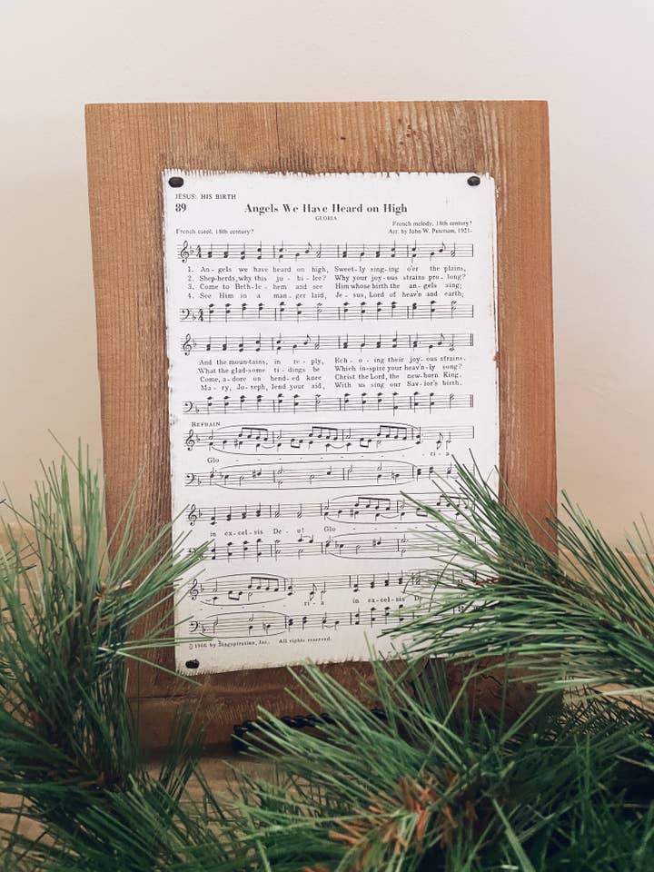 Angels we have Heard on High song on wood for wholesale by Rustiek