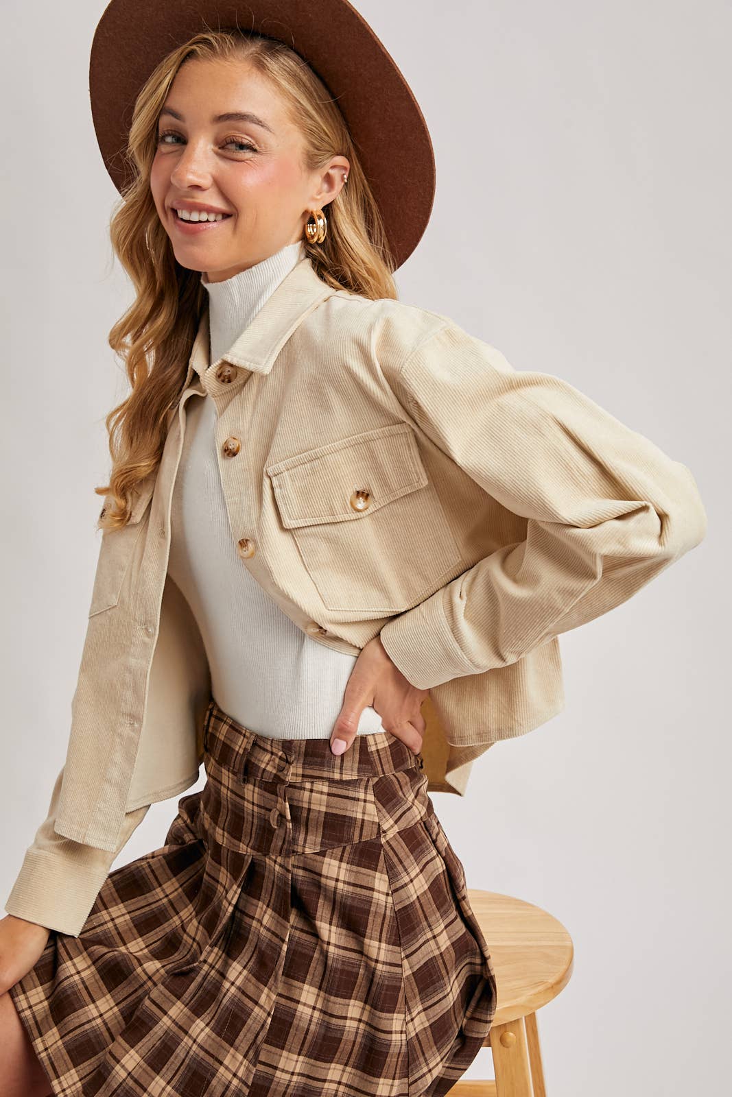 Bluivy - Wholesale Jacket - Women's - CORDUROY CROPPED BUTTON DOWN SHIRT JACKET8
