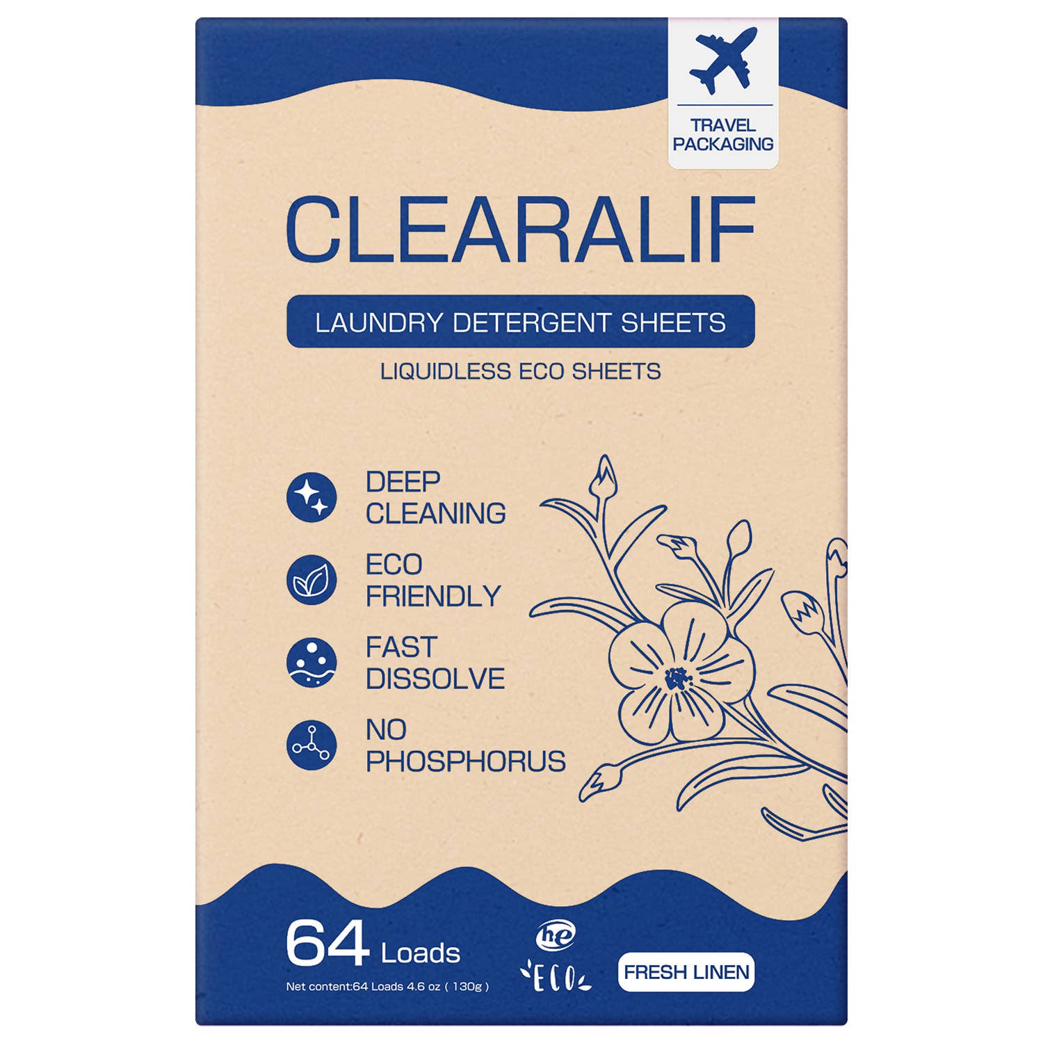 Clearalif - Vente Lessives en poudre/dosettes - Feuilles de détergent à lessive CLEARALIF 64 charges, linge frais0
