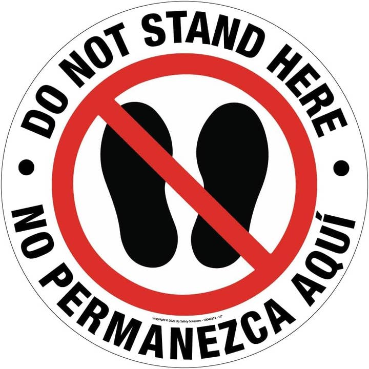 Many Stickers - Wholesale Sign - Do Not Stand Here - English/Spanish Floor Safety Sign, Vinyl