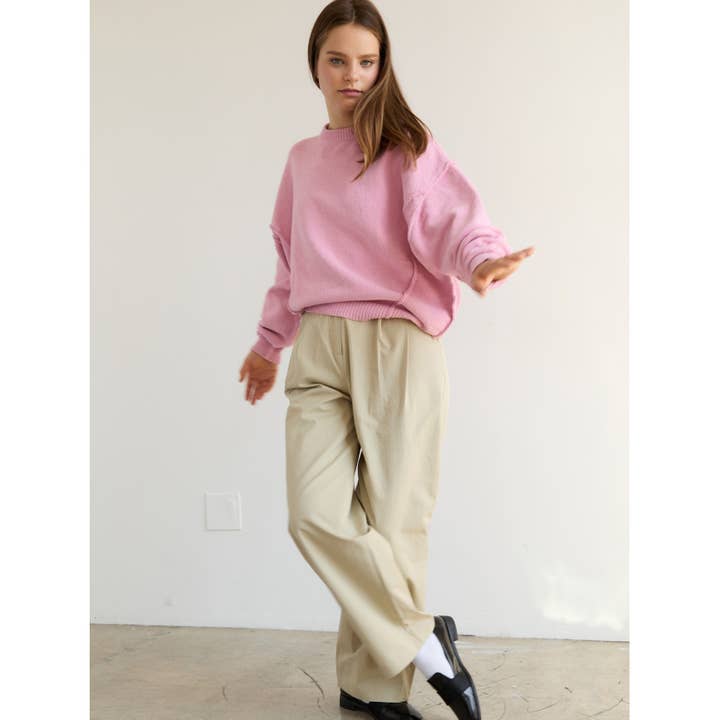 DROP SHOULDER CHENILLE SWEATER TOP - AAB336_SWT for wholesale by The Blank Lab