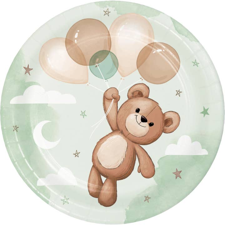 Teddy Bear 6.75 Inch Paper Dessert Plate, 8/Pkg for wholesale by Bulk Party Decor