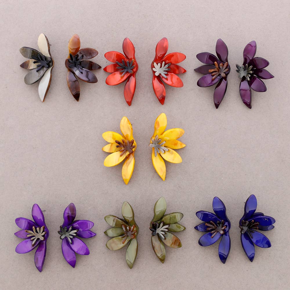 Sonata - Wholesale Snap Jewelry - Half Flower Resin Earrings7