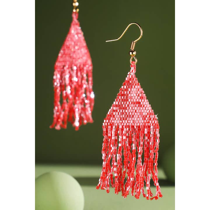 Urbanista - Wholesale Tassel Earrings - Seed Bead Triangle With Fringe Drop Earring 6