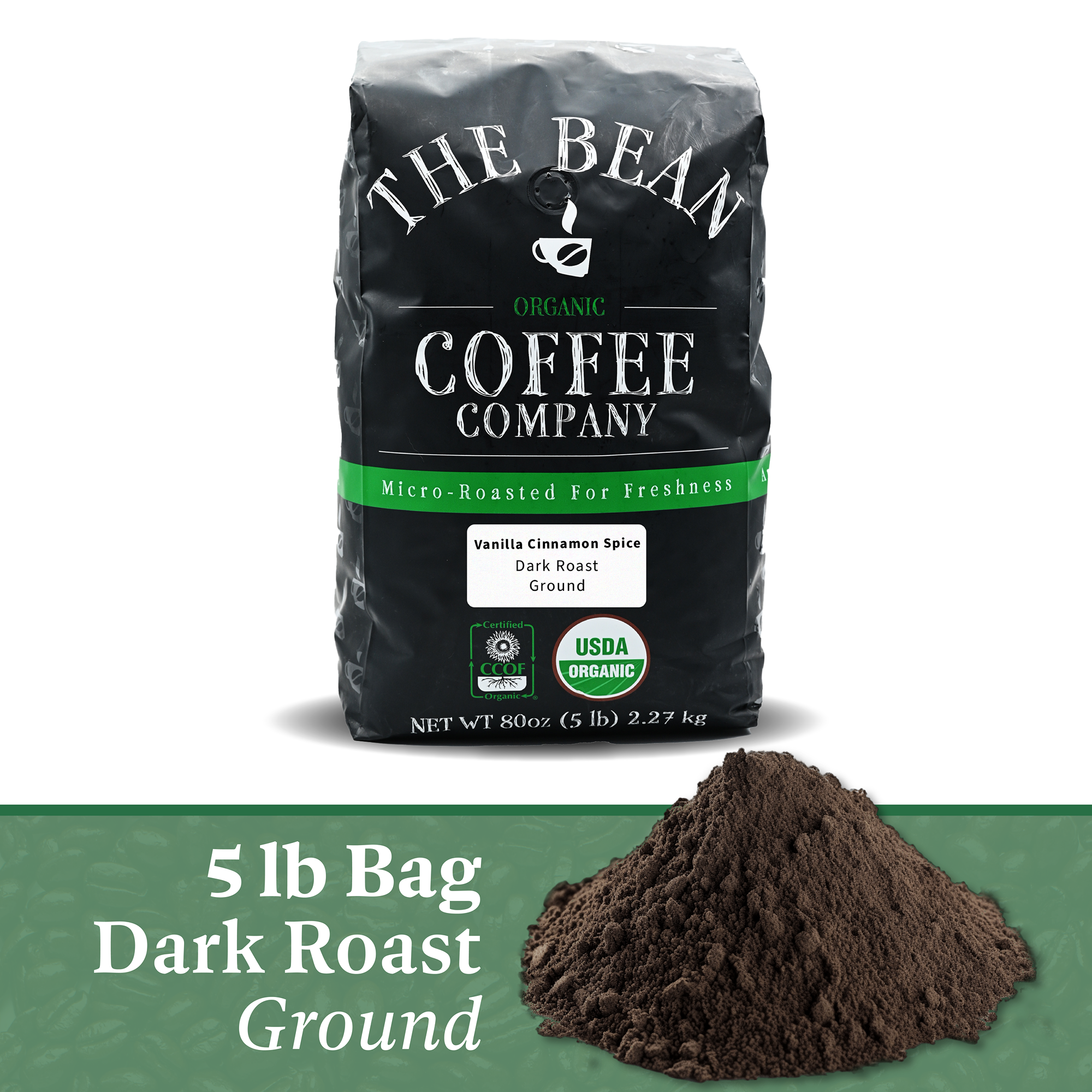 The Bean Coffee Company - Wholesale Ground Coffee - DECAF Organic Holiday Bean ~ Vanilla Cinnamon Spice Flavored Coffee9