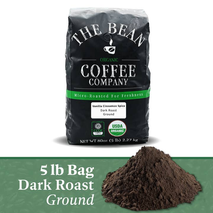 The Bean Coffee Company - Wholesale Ground Coffee - DECAF Organic Holiday Bean ~ Vanilla Cinnamon Spice Flavored Coffee9