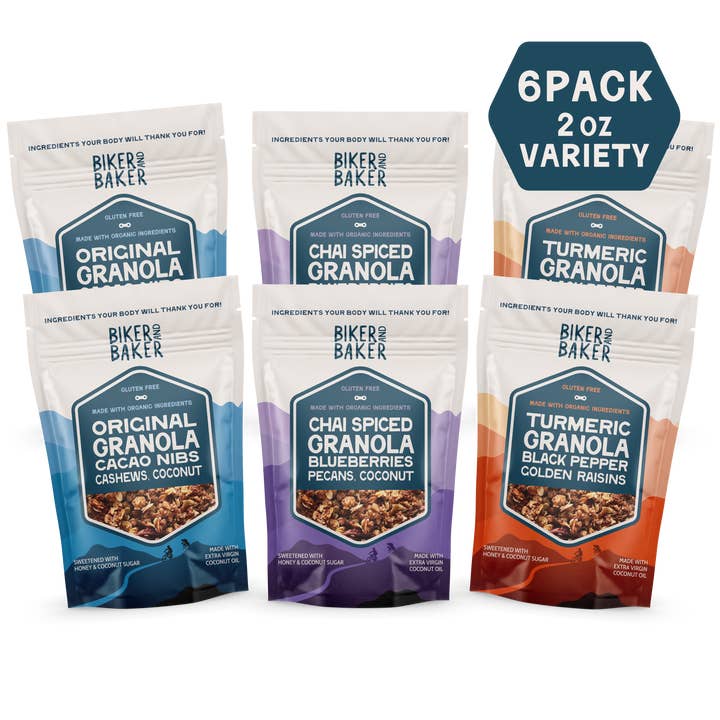 Gratitude Granola Variety 6 Pack - 2oz Bundle for wholesale by The Biker and Baker
