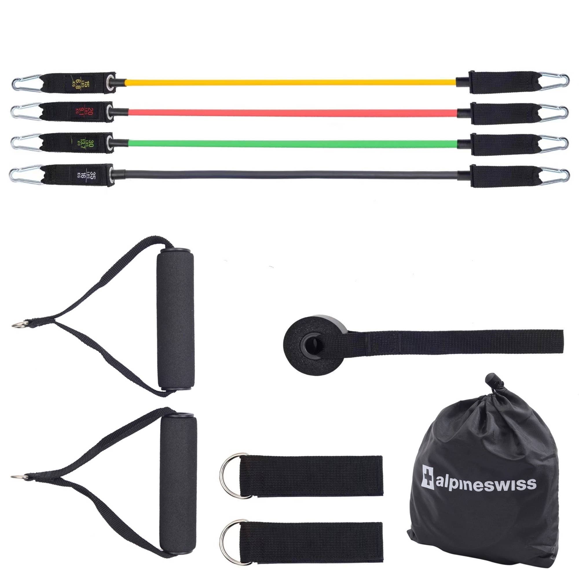 Alpine Swiss - Wholesale Fitness Equipment - Exercise Resistance Bands with Handles Workout Fitness Tube10