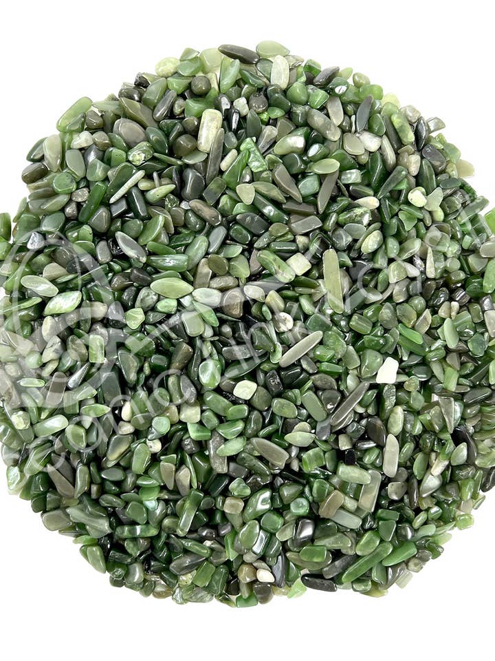 (KG)TUMBLED CHIPS - JADE, NEPHRITE 7-25 MM for wholesale by Oceanic Linkways Inc