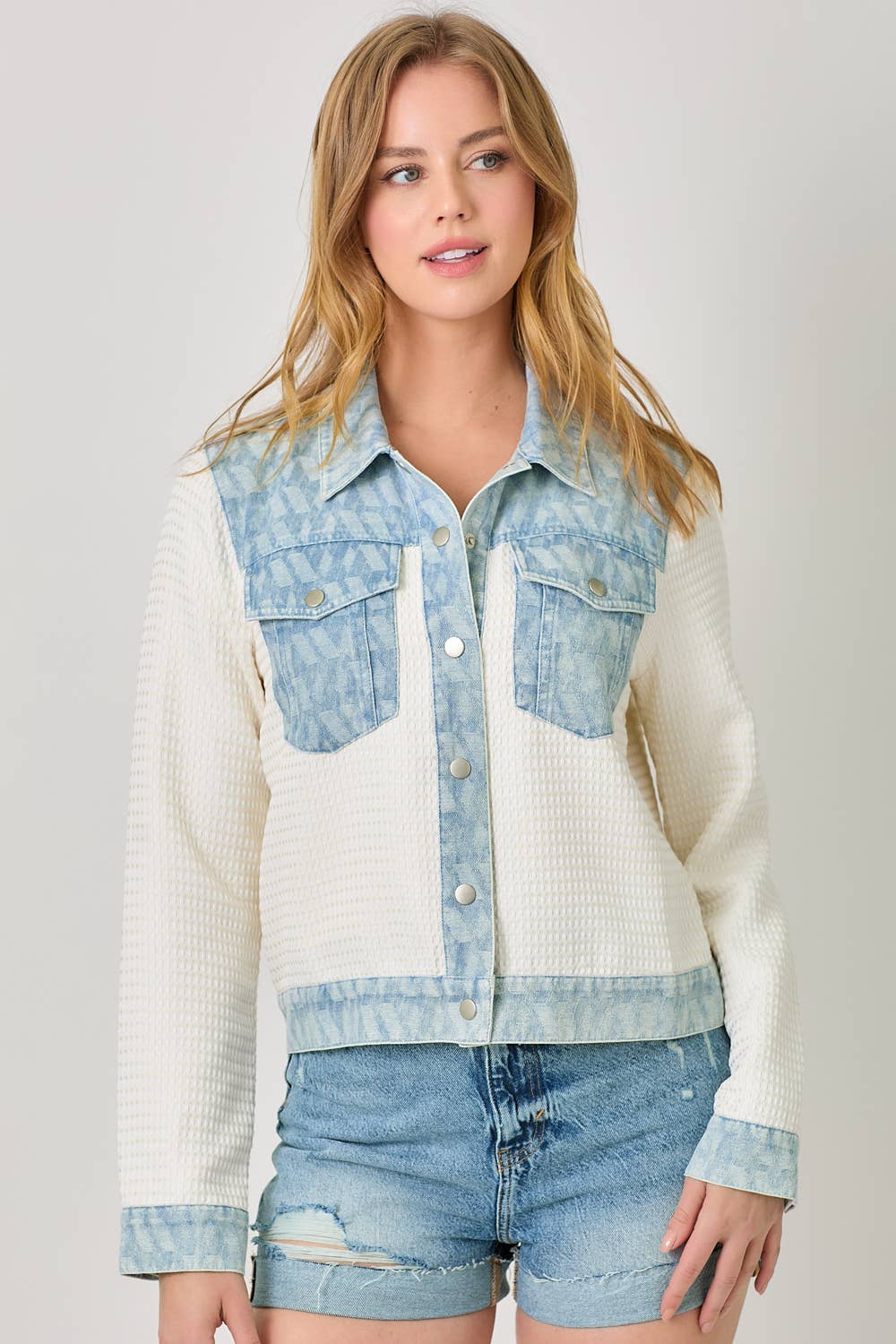 Mystree - Wholesale Denim Jacket - Women's - 60463 Mixed Media Denim Jacket1