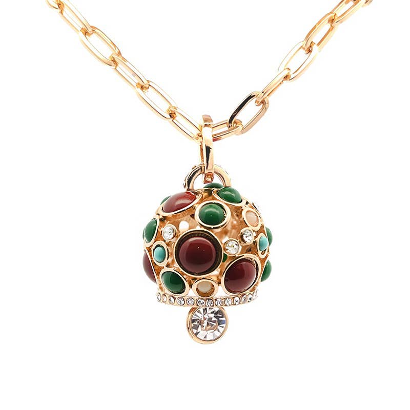 AMORINO SRL – Großhandel Kette mit Anhänger/Charm – Lange Halskette mit farbiger Glocke - S10101A2