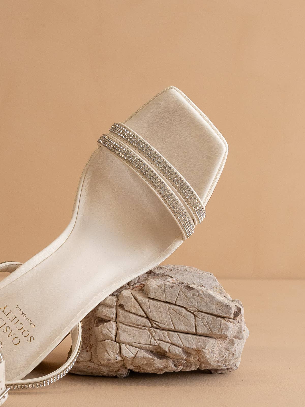 The Suva White | Rhinestone and Reptile Print Strappy for wholesale on Faire2