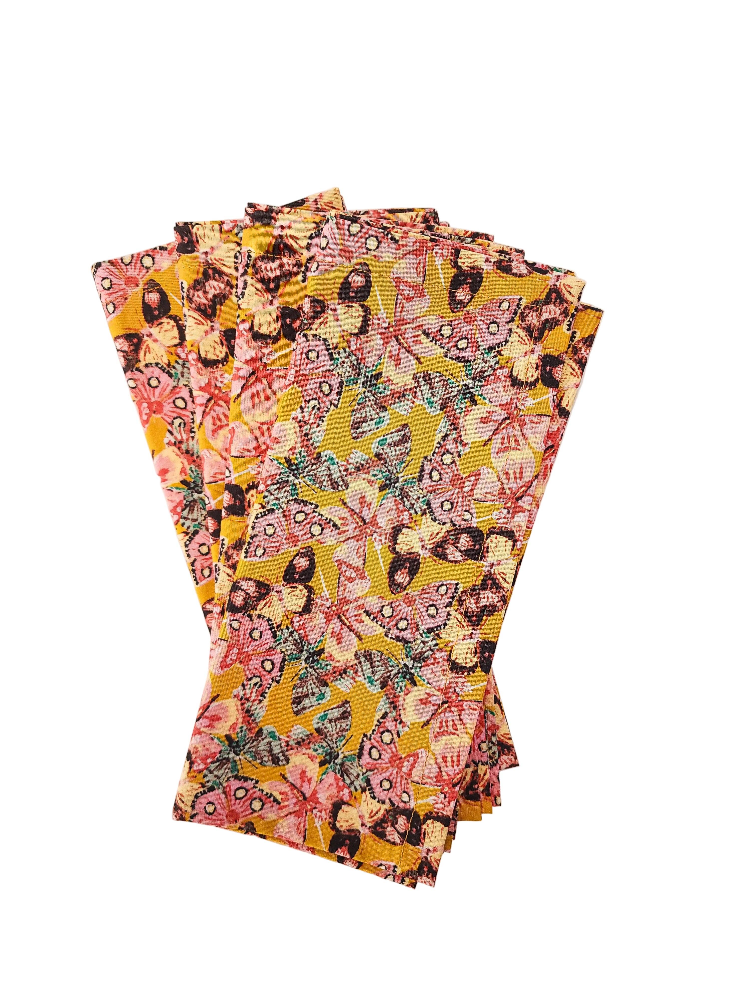 90 West Linen Co. - Wholesale Dinner & Cloth Napkin - Golden Butterfly Cloth Napkins, Set of 42